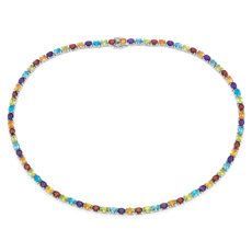 Oval Multicolor Gemstone Eternity Necklace